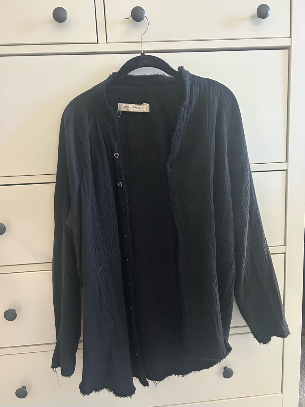 Free People Black Lightweight Button-Front Cardigan